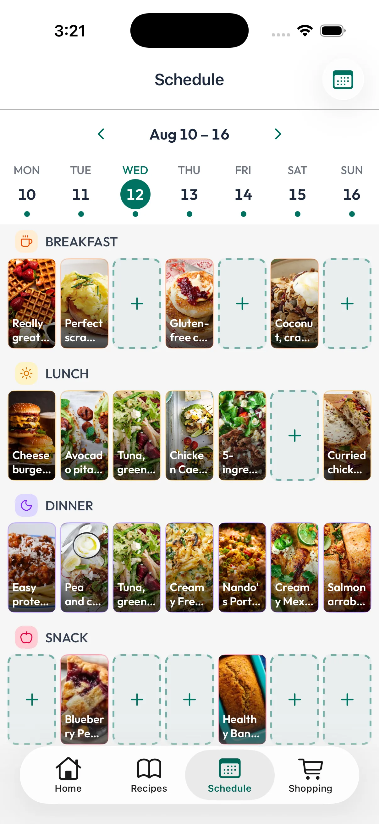 Weekly meal plan in Preppery